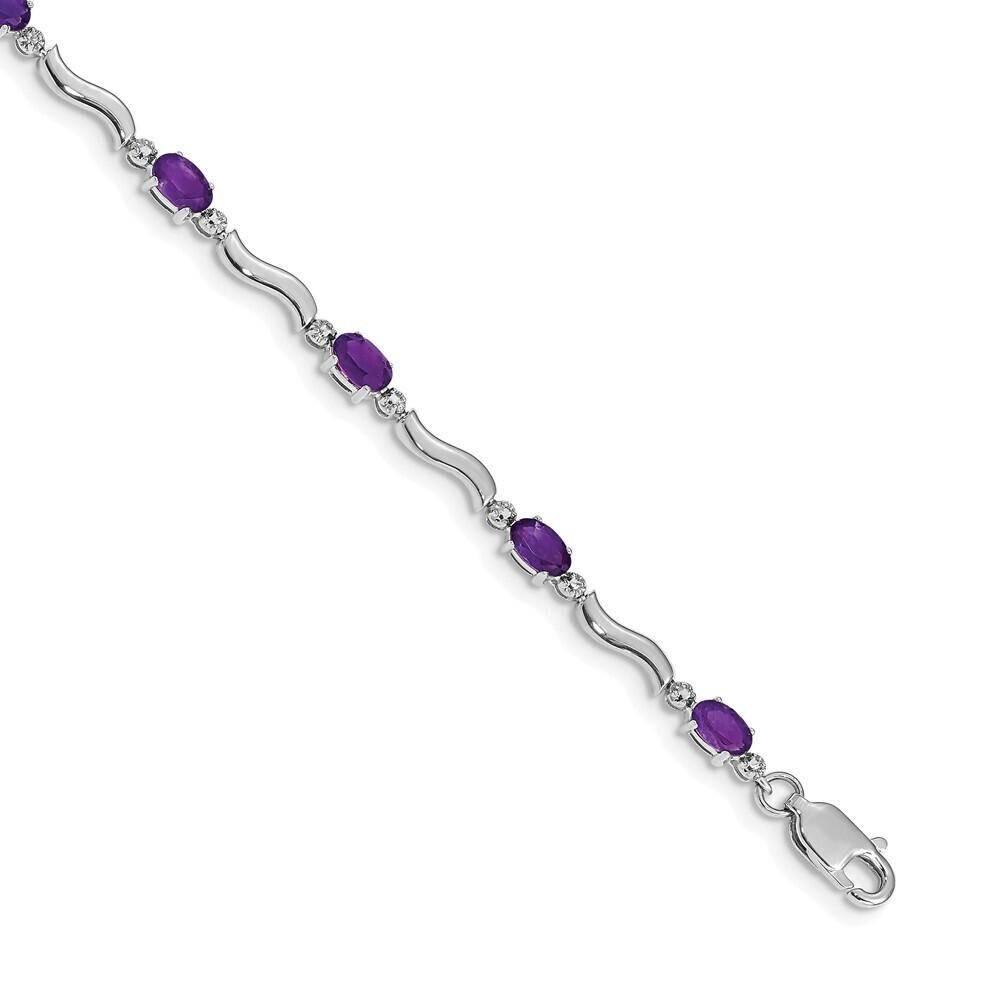 Kazi Luxury 14k White Gold Diamond and Amethyst Bracelet